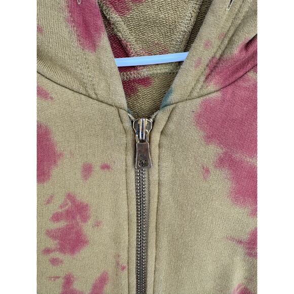 mnml Tie Dye Full Zip Hoodie Sweatshirt Womens Large Green Brown Red - Picture 5 of 12